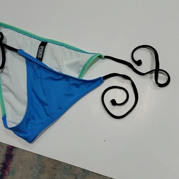PINK Color Block Bikini in Blue & Green Size S - Picture 2 of 13